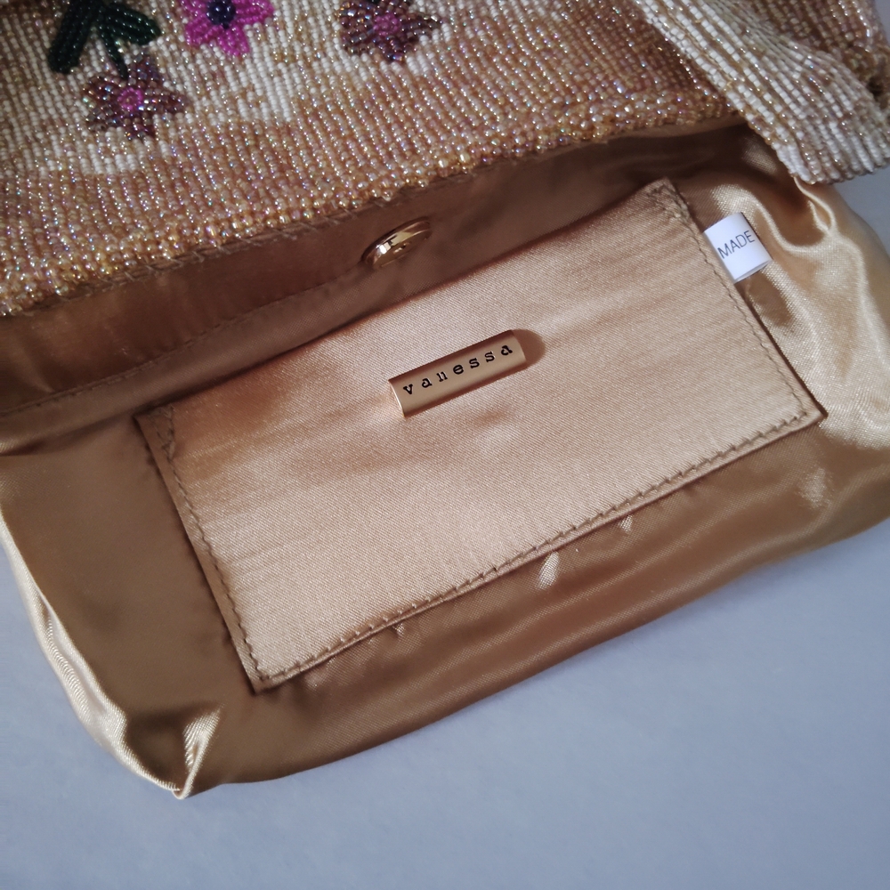 Vanessa Beaded Floral Shoulder Bag - Gold and Multicolor - Picture 6 of 14